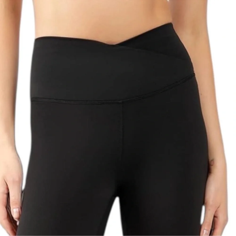 EUC Yogalicious Lux Black Crossover Flare Pants - Picture 4 of 8